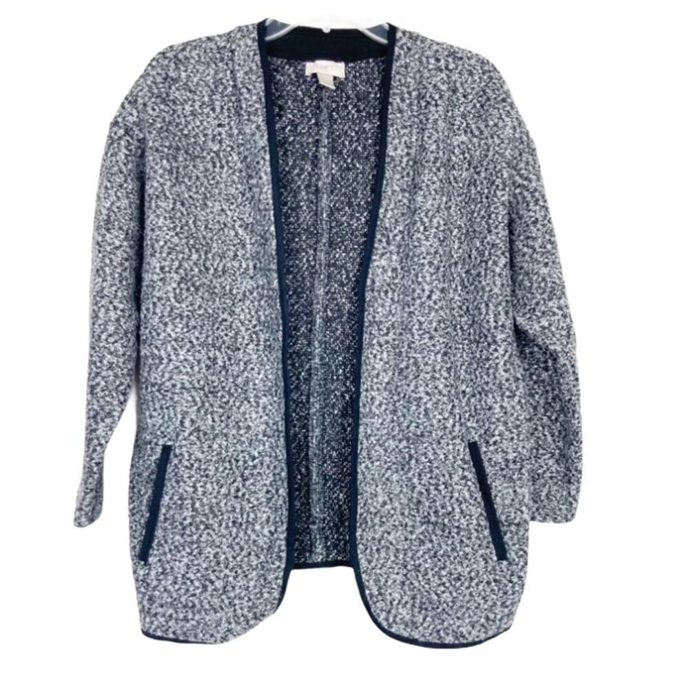 Ann Taylor Loft Gray Speckled Open Front Cardigan Sz S